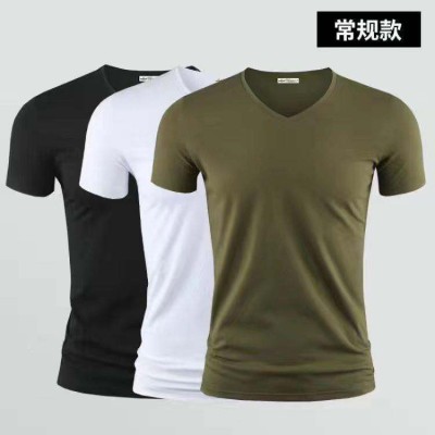 3vyy新款时尚短袖纯色男式V领半内衣内衣T恤衫体袖冰丝身体修复T恤1/