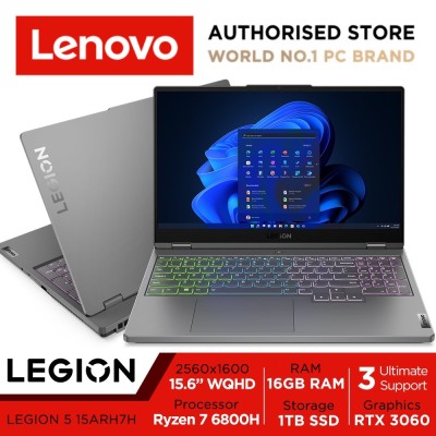 [RTX 3060]联想军团5 15ARH7H | 82RD0002SB | 15.6英寸WQHD（2560x1440）| AMD Ryzen 7 6800H | RTX 3060 | 16GB RAM | 1TB SSD | Win11主页| 3Y军团终极支持